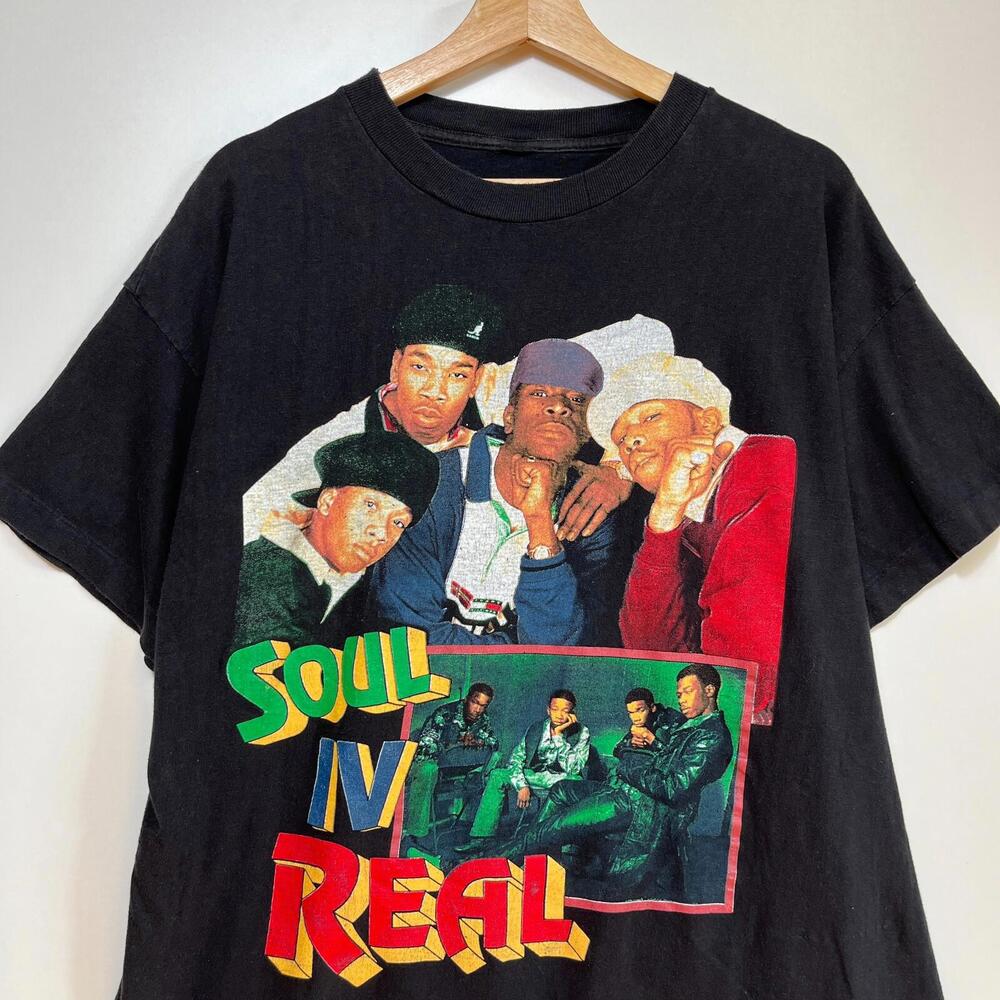 Vintage 90s Soul For Real Rap Tee T-shirt Size XL Soul IV Hip Hop R&B